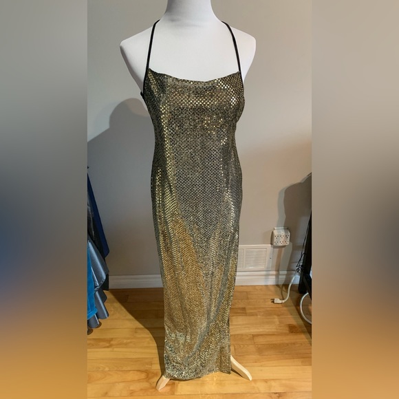 Gold sequin backless maxi dress formal - Picture 7 of 7